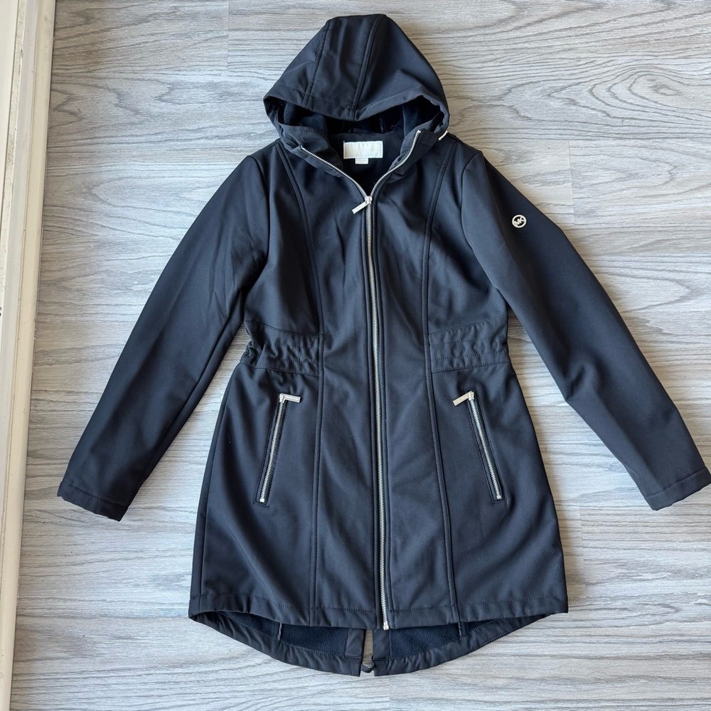 Michael Kors Sleek Black Hooded Utility Jacket